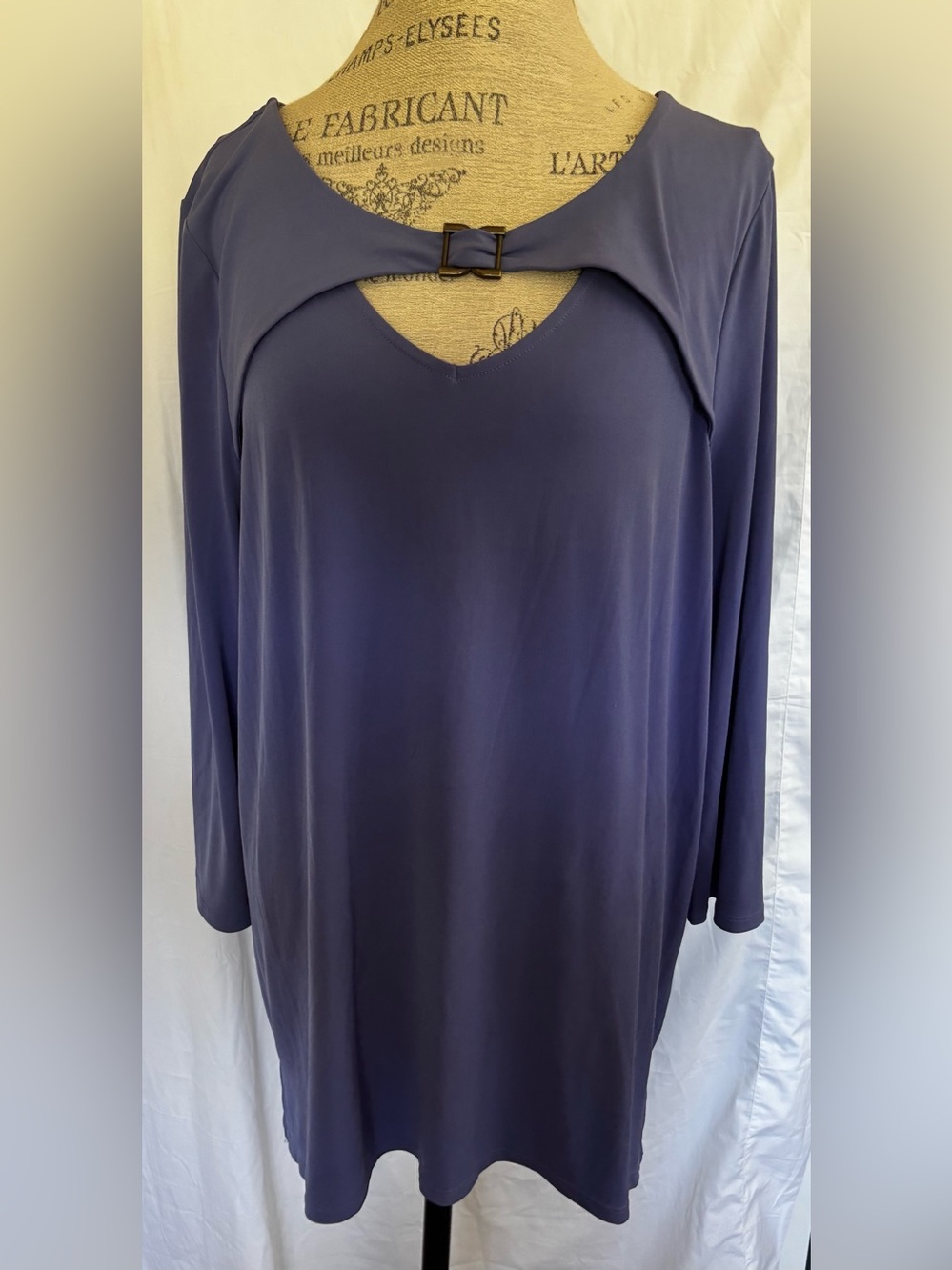 New Directions Women’s Open Detail Neckline Blouse in Dark Periwinkle Sz XL